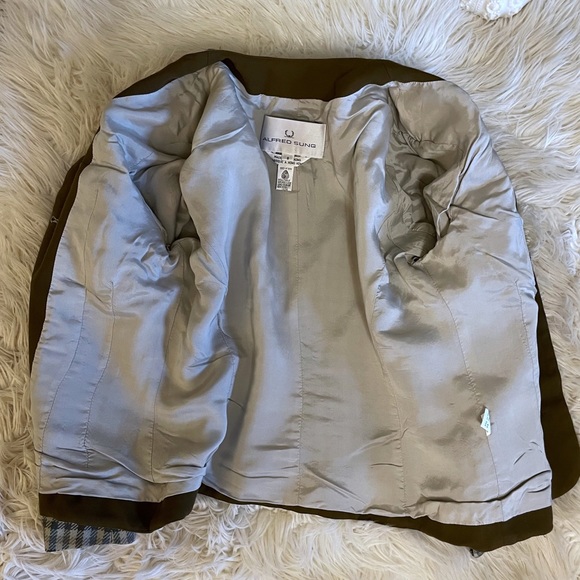 1980s ALFRED SUNG 🇨🇦 fully-lined wool plaid Chanel-style blazer, size 8 - Picture 10 of 13